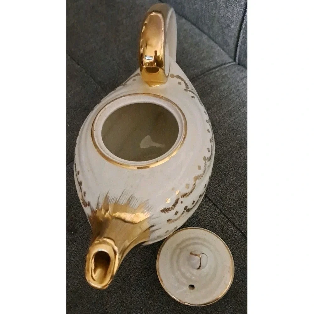 Vintage‎ Hall White Gold Aladdin Teapot 6 Cup 0678  USA See Photos
